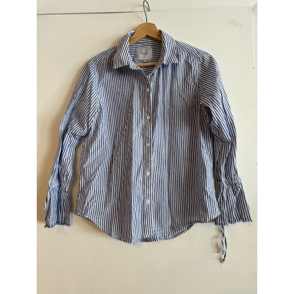 Rails - Revolve Astrid Banker Stripe button shirt cotton blend drawstring cuff S